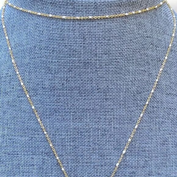 NWOT New Aviva Stanoff Lux Tribe White Selenite Gypsum Gold Bar Necklace - Picture 6 of 8